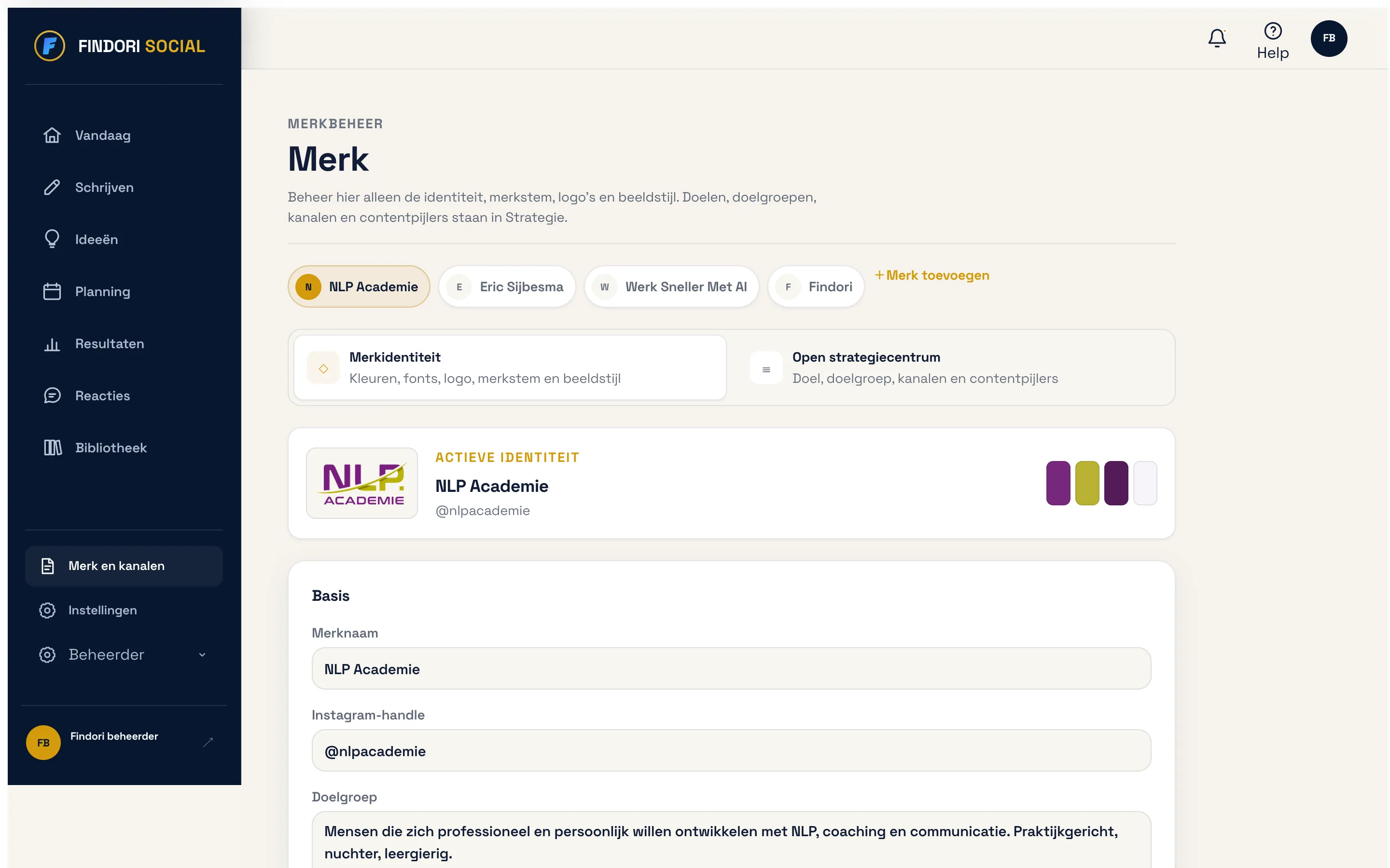Findori Social: merkbeheer met de stem en beeldstijl per merk